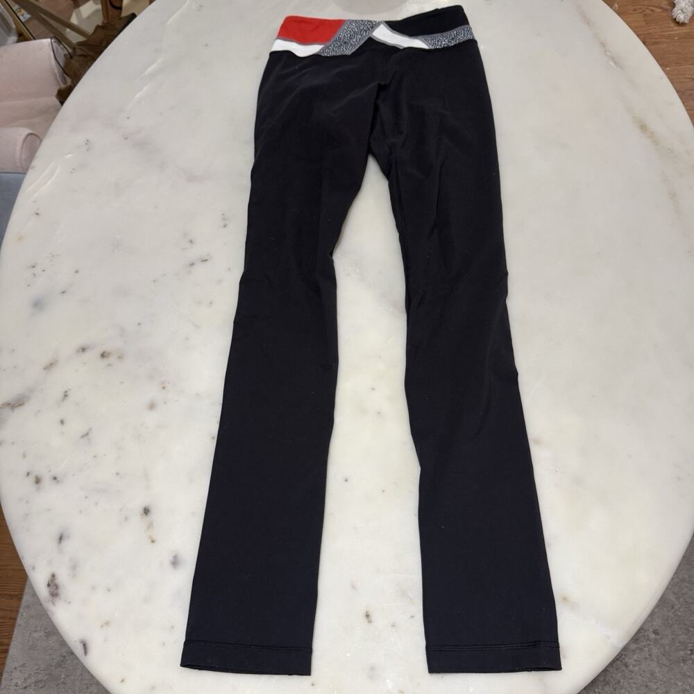 lululemon athletica Black Leggings with Red and White Waistband